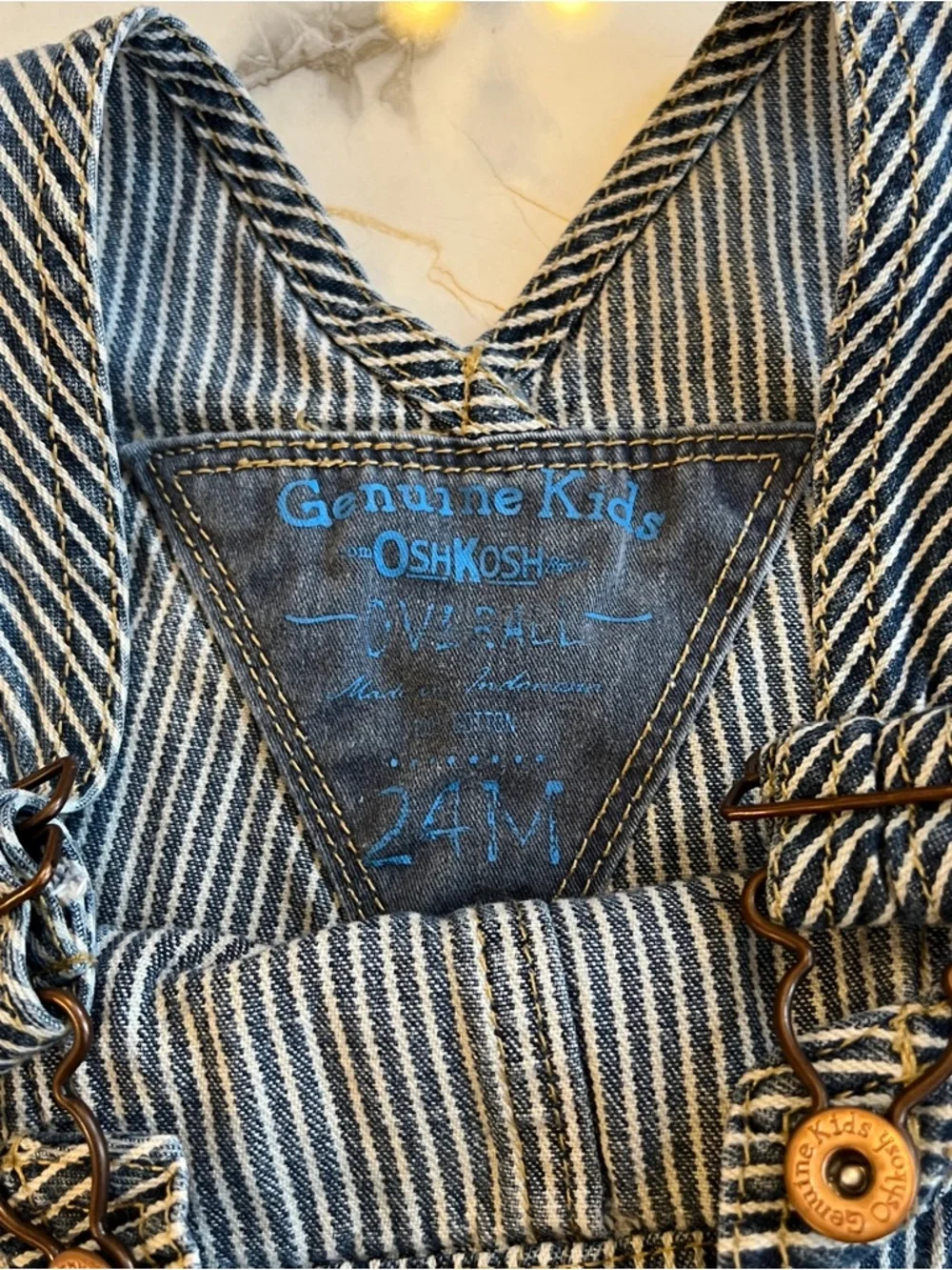 OshKosh B'gosh Railroad Conductor Pinstriped Overalls Size 24M